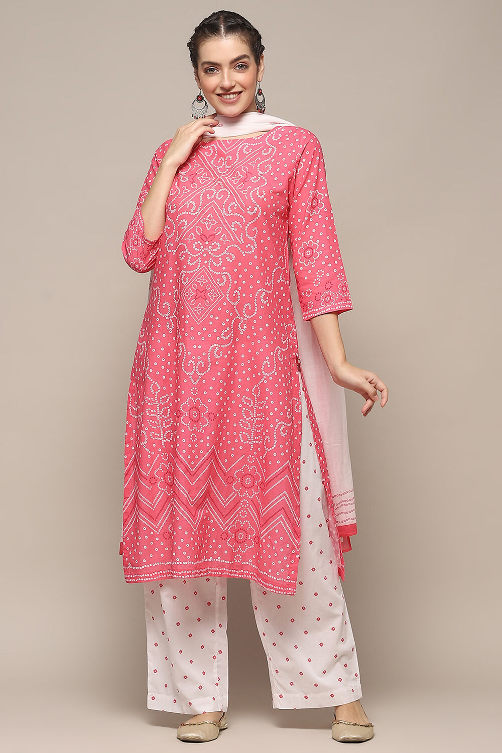 Pink Voile Straight Kurta Palazzo Suit Set image number 7