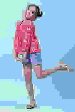 Red Cotton Printed Short Top image number 3