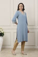 Powder Blue Viscose Rayon Straight Solid Kurta image number 4