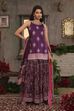 Purple Chanderi Digital Printed Garara Straight Suit Set image number 0