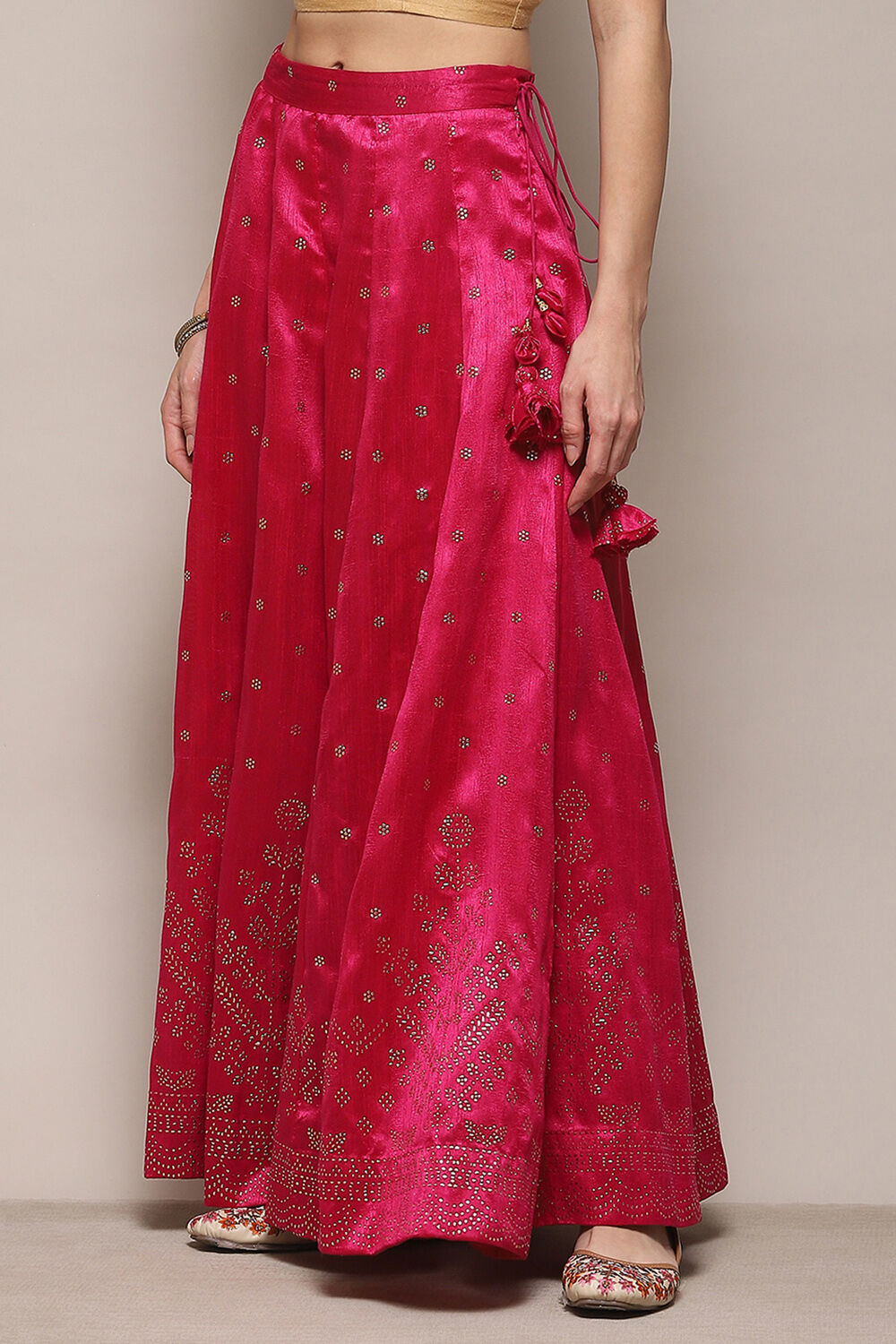 Fuchsia Metallic Design Flared Skirt image number 2