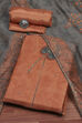 Rust Chanderi Unstitched Suit Set image number 0