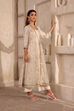 Natural White Embroidered Anarkali Fusion Set image number 5