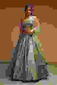 Gold-Toned Georgette Sequinned Lehenga Set image number 0