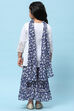 White and Blue Cotton Dobby Printed Suit Set image number 5
