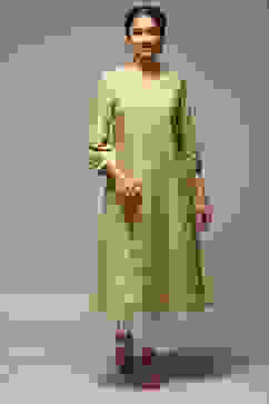 Green Rayon Straight Printed Kurta image number 5