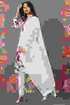 Rohit Bal Off White Cotton Straight Printed Suit Set image number 4