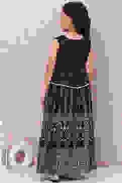 Black Art Silk Flared Lehenga image number 3