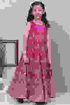 Dark Pink Art Silk Flared Lehenga image number 0