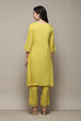 Lime Green Rayon flax Narrow Kurta Pant Suit Set image number 5