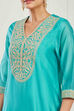 Turquoise Cotton Silk Printed Straight Kurta Set image number 1