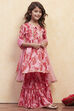 Pink Cotton Printed Gathered Suit Set image number 0