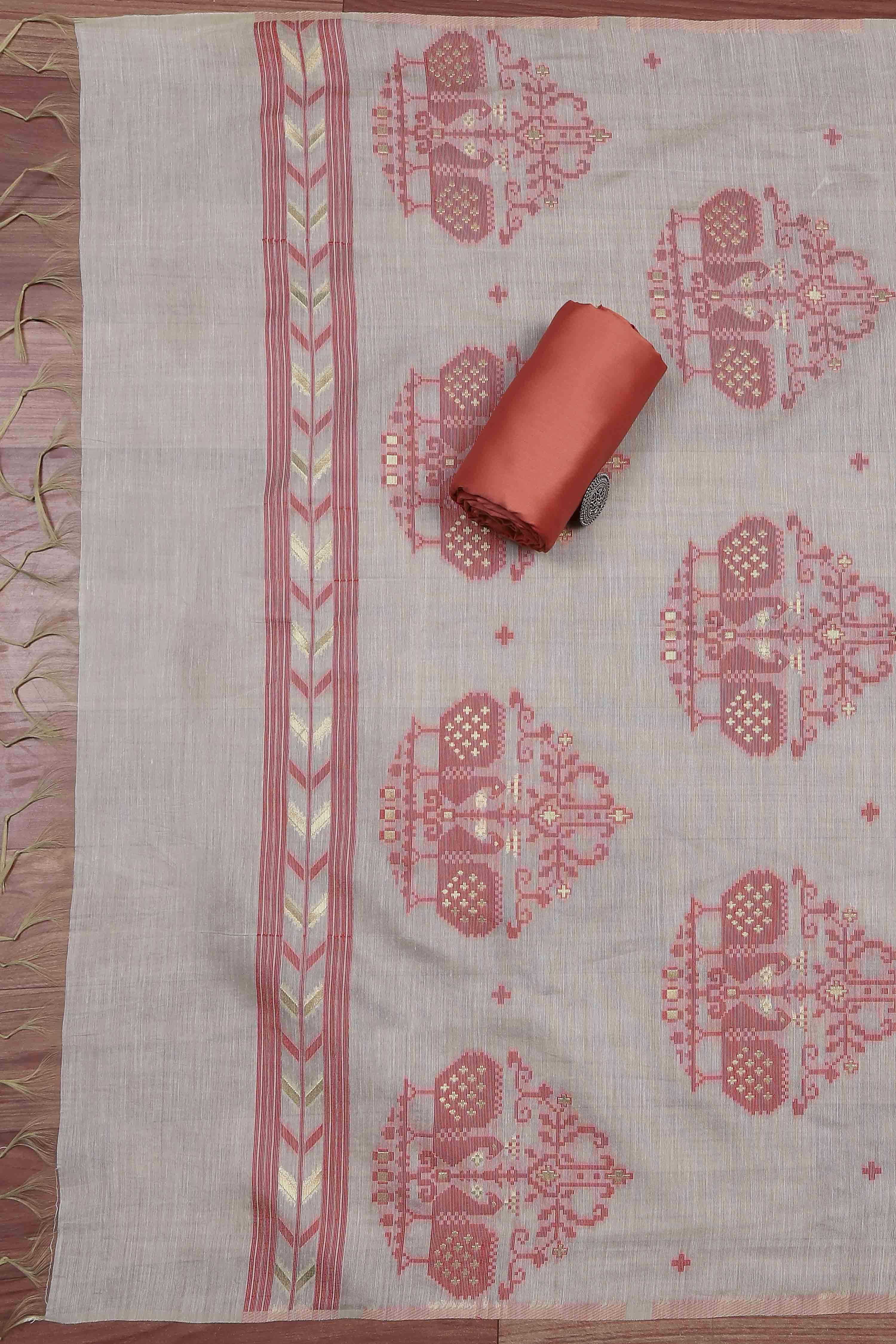 Rani Cotton Jamdani Unstitched Suit Set image number 3