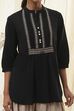 Black Cotton Yarn-Dyed Short Straight Kurta image number 1