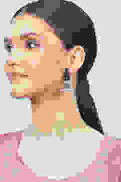 Oxidised Black Alloy Earrings image number 3