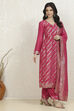 Pink Cotton Printed Embroidered Unstitched Suit Set image number 6