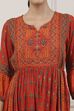 Rust Orange Ethnic Motif Printed Midi Dress image number 1