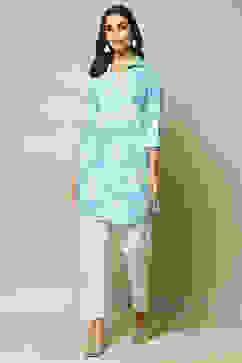 Teal LIVA Printed Shirt image number 1