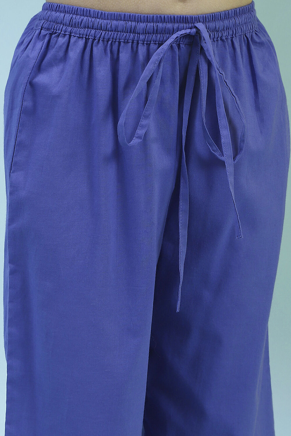 White and Blue Cotton Embroidered Straight Kurta Set image number 2