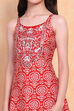 Red Printed Strappy Straight Suit Set image number 1