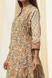 Beige Pure Cotton Floral Kalidar Kurta Set image number 1