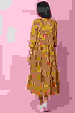 Mustard Cotton Fusion Dress image number 5