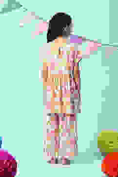 Off White & Red Rayon Printed Sleepwear image number 4