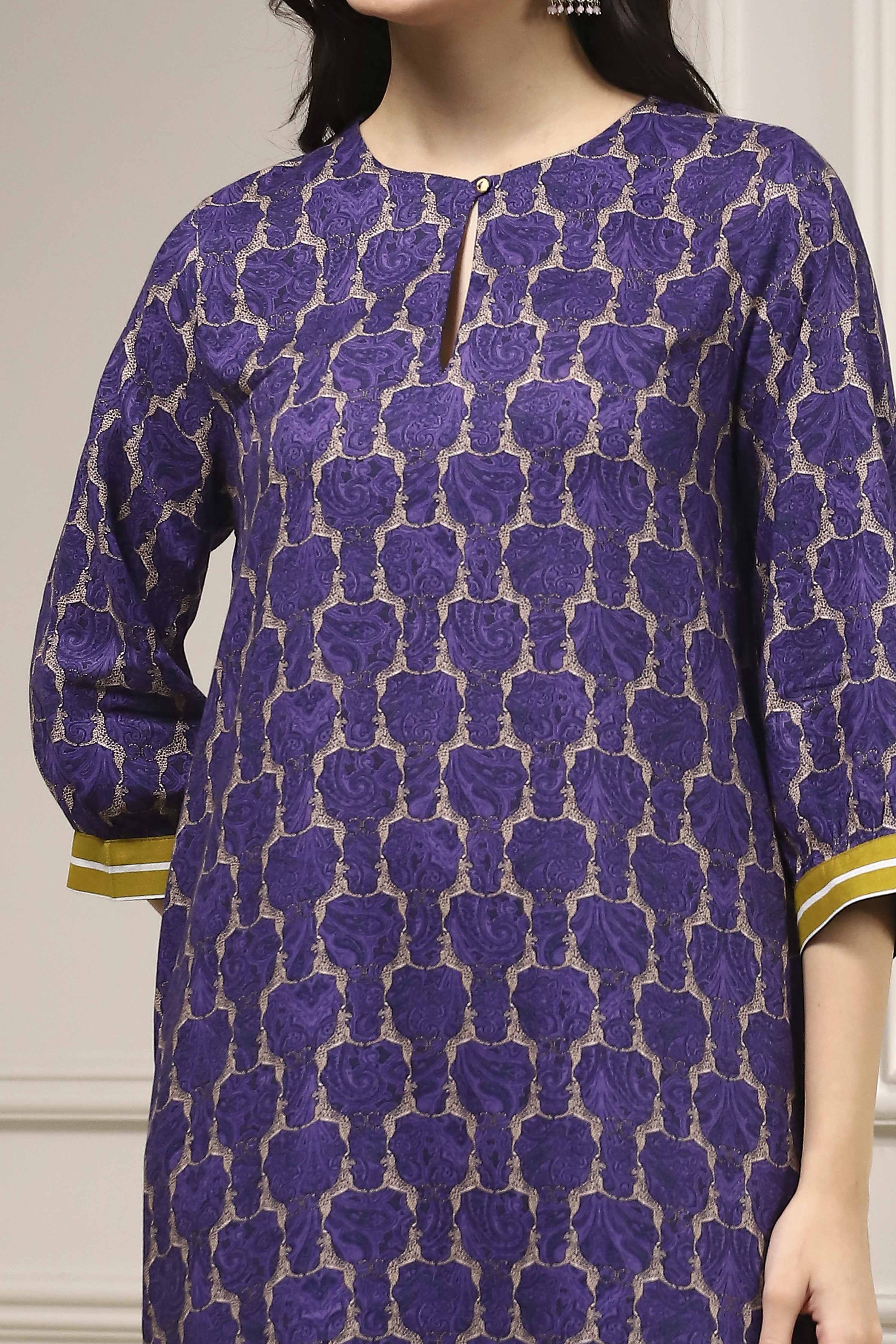 Indigo Blue Printed Straight Suit Set image number 1