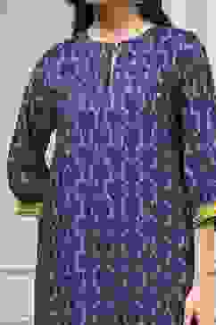 Indigo Blue Printed Straight Suit Set image number 1