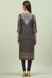 Black LIVA A-Line Printed Kurta image number 4