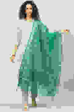 Green Cotton Blend Yarndyed Dupatta image number 0