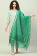 White Cotton Blend Yarndyed Dupatta image number 0