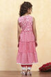 Dark Blue Cotton Tiered Printed Kurta Salwar Set image number 4