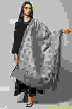 Grey Art Silk Yarndyed Dupatta image number 2