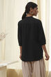 Black Cotton Yarn-Dyed Short Straight Kurta image number 3