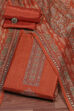 Rust Chanderi Unstitched Suit Set image number 0