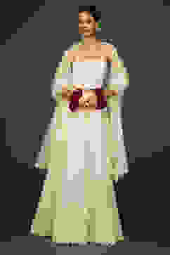 Ivory Georgette Embroidered Lehenga Set image number 0