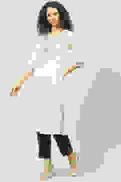 White Acrylic Straight Yarndyed Kurta image number 2