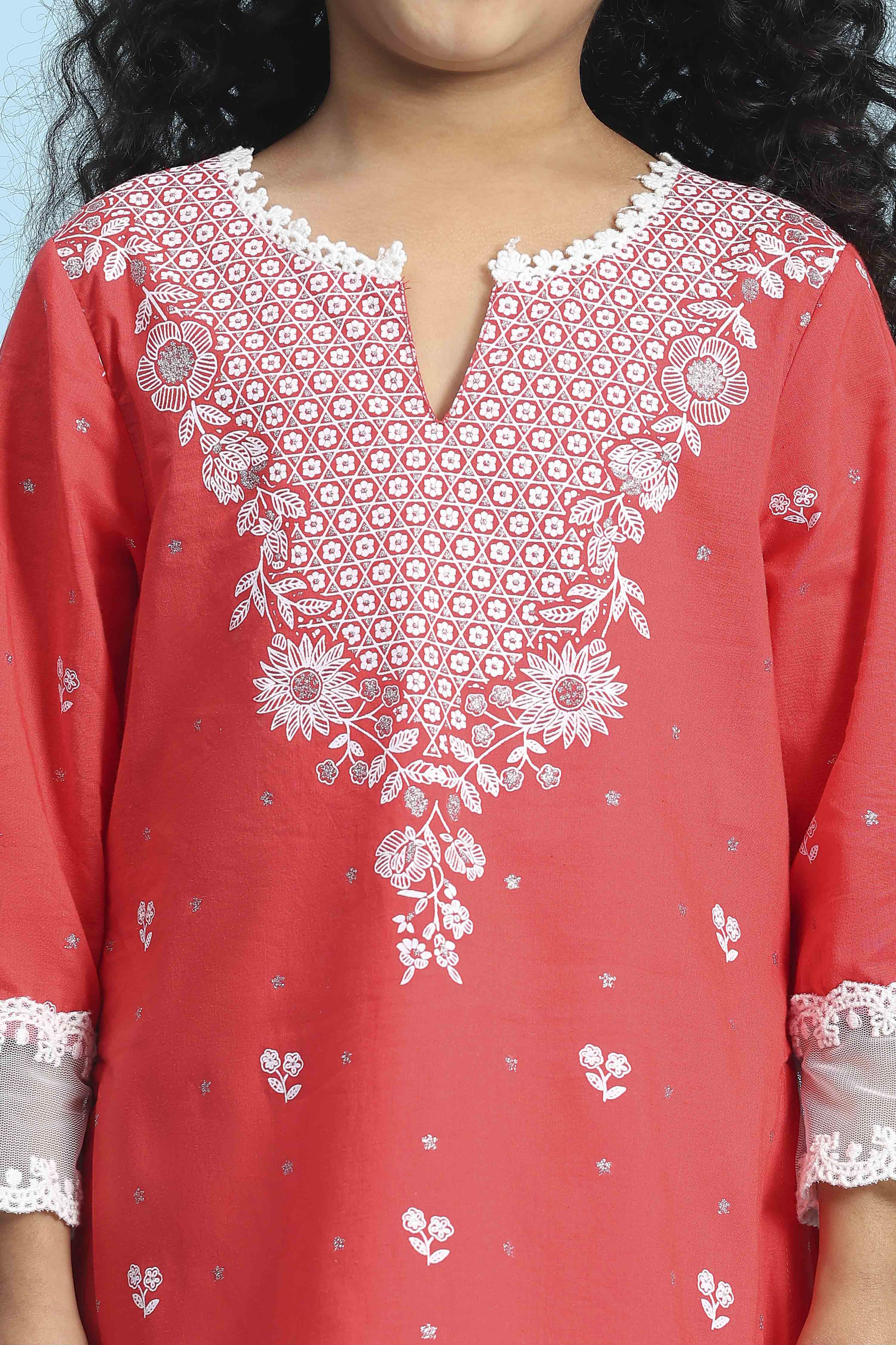 Yellow and White Cotton Printed Straight Kurta Set image number 1