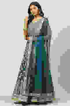 Teal Art Silk Lehenga Set image number 5