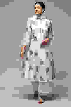 Off White Cotton Blend A-Line Kurta Palazzo Suit Set image number 7