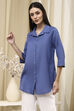 Dusk Blue Cotton Blend Solid Straight Shirt Style Kurti image number 2