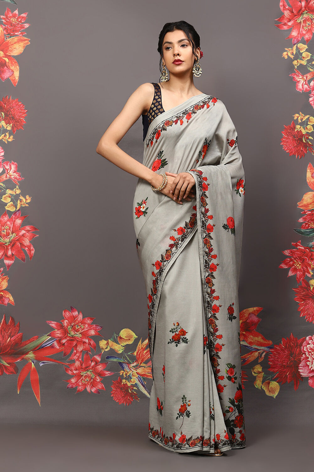 Pista Green Cotton Blend Saree image number 5