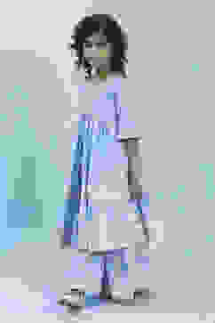 Powder Blue Cotton Tiered Kurta Set image number 3