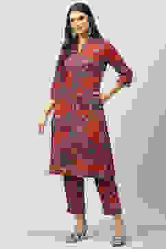 Maroon Straight 2 Piece Set image number 4