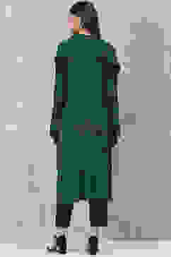 Teal Acrylic Straight Scarf Set Yarndyed Kurta image number 4