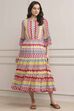 Off White Cotton Blend Tiered Dress image number 0