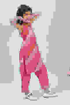 Pink Printed Straight Kurta Pant Set image number 2