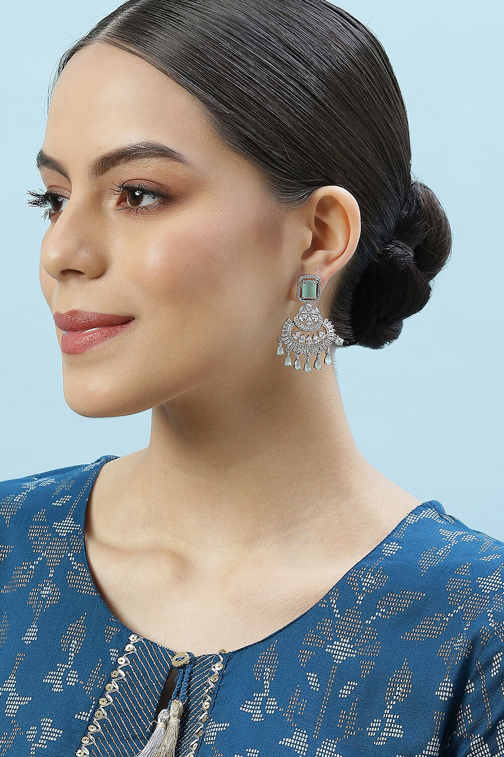 Mint Green Brass Earrings image number 3