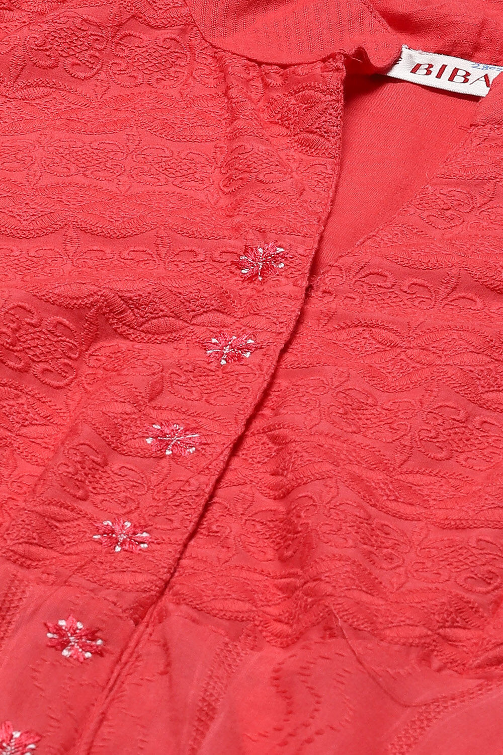 Coral Cotton Asymmetric Solid Kurta Churidar Suit Set image number 1